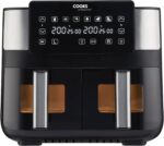 Cooks Professional 8 Litre Dual Digital Air Fryer with Double Twin Basket | Stainless Steel Energy Saving Instant Fryer with Double Drawers & Preset Functions | 8L Capacity (XL) | Black
