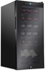 18 Bottle Compressor Wine Cooler Refrigerator w/Lock,Large Freestanding Wine Cellar For Red,White,Champagne or Sparkling Wine,41f-64f Digital Temperature Control Fridge Glass Door Black