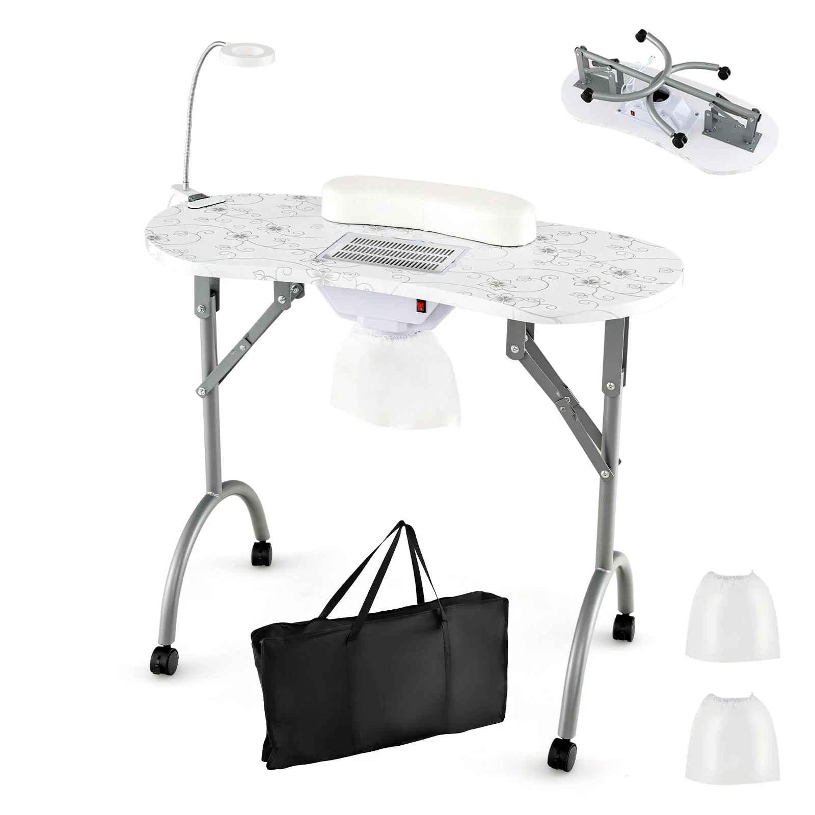 LDAILY Portable Nail Table with Electric Dust Collector LDAILY Portable Nail Table with Electric Dust Collector