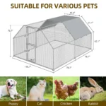 Dextrus Chicken Run Coop 13.1 x 9.8 x 6.4 ft Large Metal Chicken Coop Spire Shaped,Walk-in Hen Cage,Outdoor Poultry Cage with Waterproof Cover and Wire Mesh for Backyard,Yard Outdoor