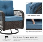 VONZOY 3 Pieces Patio Furniture Set with Rocking Chair,Thickened Cushions