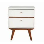 26" 2-Drawer Nightstand with Angled Legs,White and Brown By Casagear Home