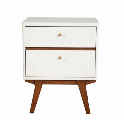 26" 2-Drawer Nightstand with Angled Legs,White and Brown By Casagear Home