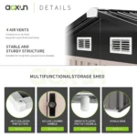 Aoxun 6.4x4 FT Outdoor Storage Shed for Tool,Garden