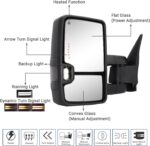 Sanooer Tow Mirrors with Power Adjusted Heated Glass Running Light&Turn Signal Light Backup Lamp Black