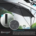 KESSER? Aluminium Cantilever Parasol + Cover Diameter 350 cm and Crank Device Crank Umbrella with Stand UV Protection Aluminium Water-Repellent Canopy 360?? Function Garden Umbrella Market Umbrella
