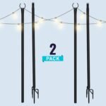 String Light Poles for Outdoors 2 x 9ft Twist Connection Pole to Stay Straight Strong for LED Hanging Solar Bulbs for House Garden Patio Wedding Cafe Party
