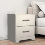 24 Inch Modern Rustic Composite Wood Nightstand,2 Drawers,Oak White By Casagear Home