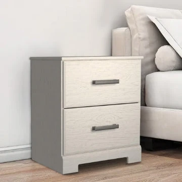 24 Inch Modern Rustic Composite Wood Nightstand,2 Drawers,Oak White By Casagear Home