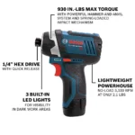 BOSCH CLPK22-120 12V Max Cordless 2-Tool 3/8 in. Drill/Driver and 1/4 in. Impact Driver Combo Kit with 2 Batteries,Charger and Case,Blue