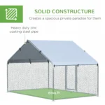 XCJDILAO PawHut Large Coop Metal Run with Waterproof and Anti-UV Cover Spire Shaped Walk-in Fence Cage Hen House for Outdoor and Yard Farm Use 1.26?? Tube Diameter 9.8' x 6.6' x 6.4'