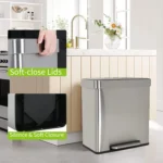 Bigacc 13 Gallon 50 Liter Kitchen Trash Can with Touch-Free & Motion Sensor,Automatic Stainless-Steel Garbage Can,Anti-Fingerprint Mute Designed Trash Bin Brushed Stainless Steel