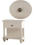 Poplar Wood Night Stand With Spacious Storage,White