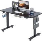 MAIDeSITe Height Adjustable Standing Desk Electric Standing Desk Sit Stand Desk Stand Up Desk with Cable Tray 120 * 60cm Desktop for Home Office