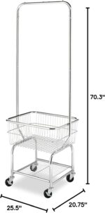 Whitmor Commercial Rolling Laundry Butler with Wire Storage Rack