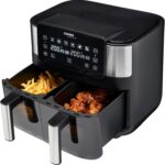 Cooks Professional 8 Litre Dual Digital Air Fryer with Double Twin Basket | Stainless Steel Energy Saving Instant Fryer with Double Drawers & Preset Functions | 8L Capacity (XL) | Black