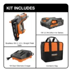 18V Brushless Cordless HYPERDRIVE 16-Gauge 2-1/2 in Straight Finish Nailer,2 Ah Battery,Charger,Belt Clip and Bag R09892K