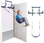 6 Piece Indoor Doorway Gym Set for Kids ÿ Indoor Swing for Kids Includes Kids Swing Chair,Rings,Hanging Trapeze,Ladder,Swinging Rope & Pullup Bar