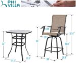 3 PCS Patio Swivel Bar Set Outdoor Furniture Bar Height Bistro Set,2 Bar Stools and 1 Table