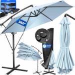 KESSER? Aluminium Cantilever Parasol + Cover Diameter 350 cm and Crank Device Crank Umbrella with Stand UV Protection Aluminium Water-Repellent Canopy 360?? Function Garden Umbrella Market Umbrella