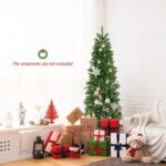 GOFLAME 5ft Pre-lit Pencil Christmas Tree,Artificial Christmas Tree with 180 LED Lights