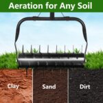 Seeutek 18 Inch Rolling Lawn Aerator 46in Handle,Manual Aerator Lawn Tool