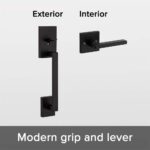 Kwikset Entry Handleset Exterior with Interior Reversible Handed Lever,Non-Locking,Matte Black