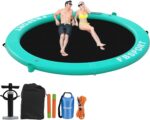 Inflatable Dock Floating Platform,8ft Inflatable Water Hammock Floating Deck for Lake W/Cupholder,Round Floating Ring Float Ring,Pool Float Raft Lounger Island Platform Pad