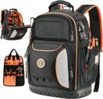 LOKASS Tool Bag Backpack,Large,Black and Orange