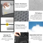 5 Piece Furniture Outdoor Sectional Cushions