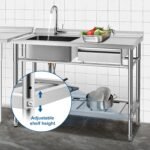 YORKING Stainless Steel Utility Sink,Free Standing Single Bowl Kitchen Sink