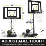All-In-One Pool Basketball Hoop ?C Includes Composite Basketball,Air Pump,& Tools ?C Matte Black Heavy Duty Set ?C Adjustable Poolside Basketball Goal ?C Made for Kids,Teens,& Adults