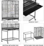 Yaheetech Wrought Iron Standing Large Parrot Parakeet Flight Bird Cage