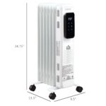 Andoer 1500W 7-Fin Oil Filled Radiator Electric Space w/ Remote & Wheels,White