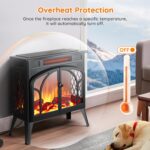 Rintuf Electric Fireplace Heater,1500W Infrared Fireplace Stove w/ 3D Realistic Flame