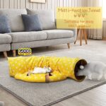 2-in-1 Collapsible Rabbit Tunnel Tubes Toys with Removable Mat