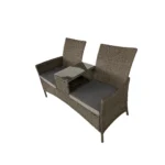 Rattan Love Seat Bench with Cushions