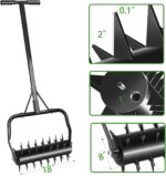 Seeutek 18 Inch Rolling Lawn Aerator 46in Handle,Manual Aerator Lawn Tool