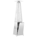42000 BTUSteel Material Pyramid Glass Tube Flame Outdoor Heater with Long Strips of Flame with Aluminum Top Reflector Shield Heating Up to 115 Square feet