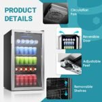 EUHOMY Beverage Refrigerator,126 Can Mini fridge with Glass Door