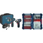 BOSCH CLPK22-120 12V Max Cordless 2-Tool 3/8 in. Drill/Driver and 1/4 in. Impact Driver Combo Kit with 2 Batteries,Charger and Case,Blue