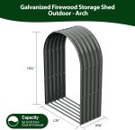 A ANLEOLIFE Galvanized Steel Firewood Storage Shed Outdoor Corrugated Metal Log Rack