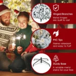 iFanze 6ft Pre-Lit Snow Flocked Christmas Tree with 1000 Tips 250 Warm Lights,Hinged Artificial Holiday Xmas Pine Tree