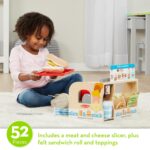 and Doug Wooden Slice and Stack Sandwich Counter with Deli Slicer a 56-Piece Pretend Play Food Pieces