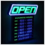 Green Light Innovations Led Open Sign with Business Hours