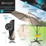 KESSER? Aluminium Cantilever Parasol + Cover Diameter 350 cm and Crank Device Crank Umbrella with Stand UV Protection Aluminium Water-Repellent Canopy 360?? Function Garden Umbrella Market Umbrella