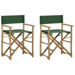 2 Folding Bamboo Director's Chairs