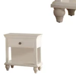 Poplar Wood Night Stand With Spacious Storage,White