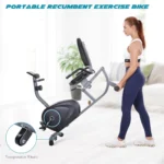 MARNUR Recumbent Exercise Bike with 8 Levels Adjustable Resistance,LCD Monitor,Pad Holder,Wheels