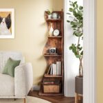 LITTLE TREE Small Corner Shelf,Modern 5-Tier Wall Corner Bookshelf